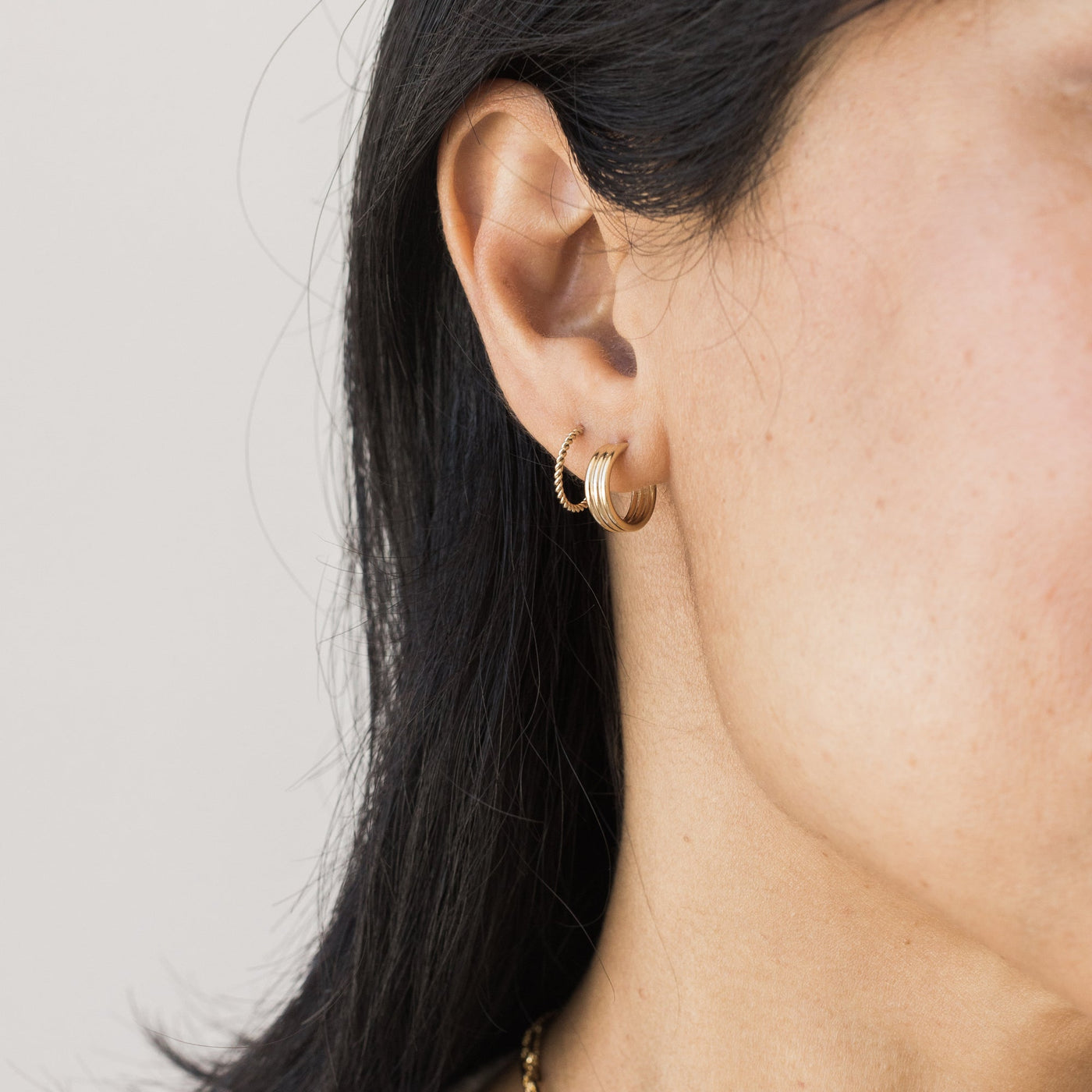 18ct gold plated silver earrings, braided hoop earrings, 20 mm